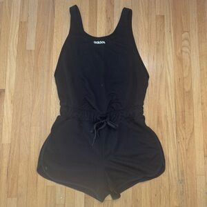 adidas Black Sporty Shorts Romper with Drawstring Waist